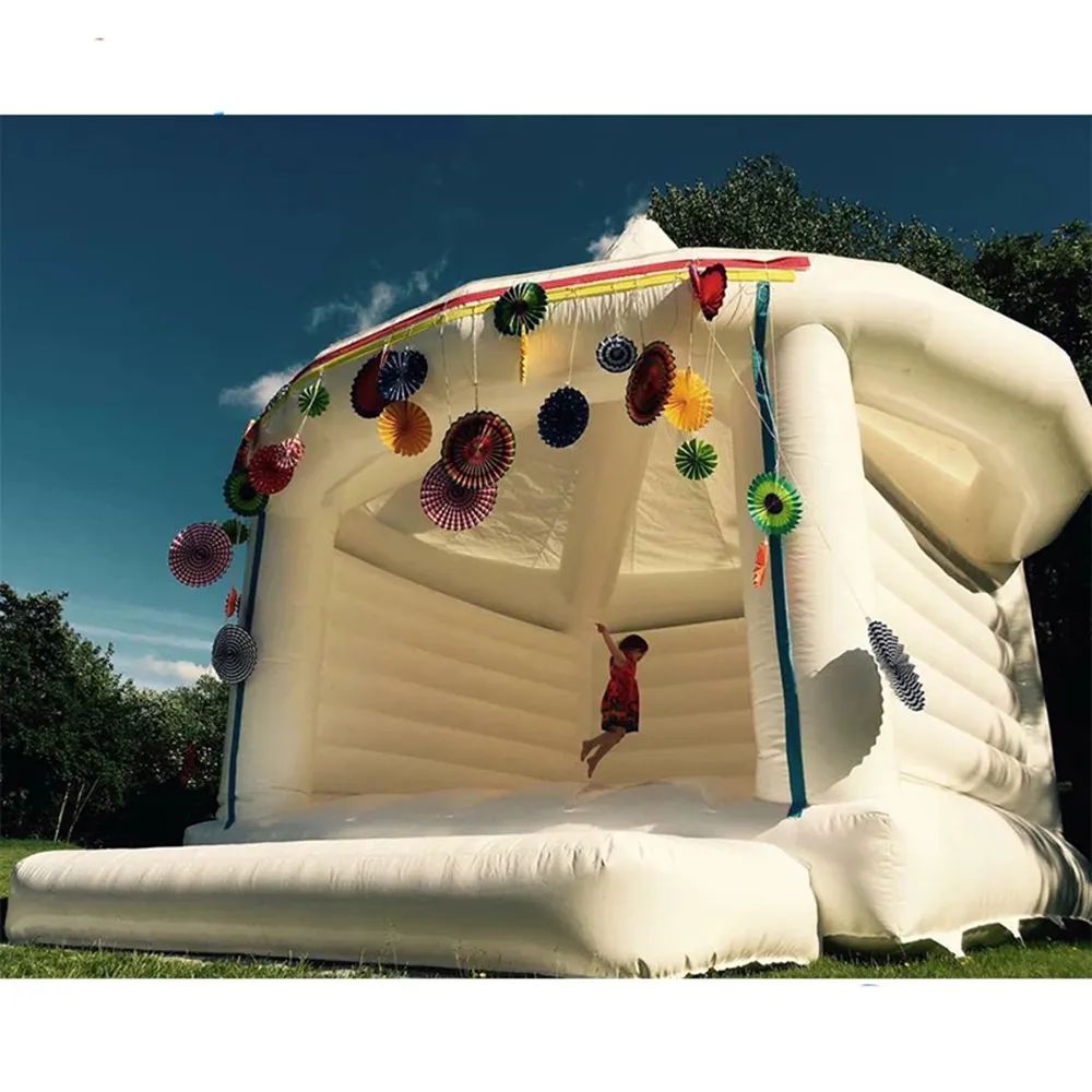 4.5mLx4.5mWx3.5mH (15x15x11.5ft) with blower Commercial White Bounce Castle Inflatable Jumping Tent Adult Kids Bouncer Bouncy House for Wedding Party