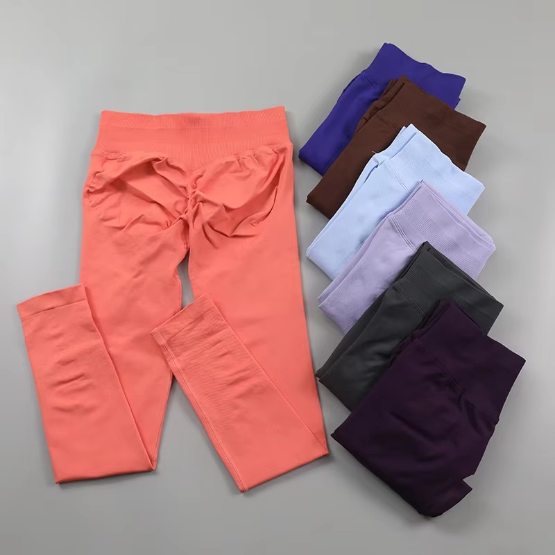 Sports Leggings for Women Seamless Yoga Pants Scrunch Butt Lifting Gym Leggings Low Ribbed Waistband Fitness Sports Tights Workout Pants Training