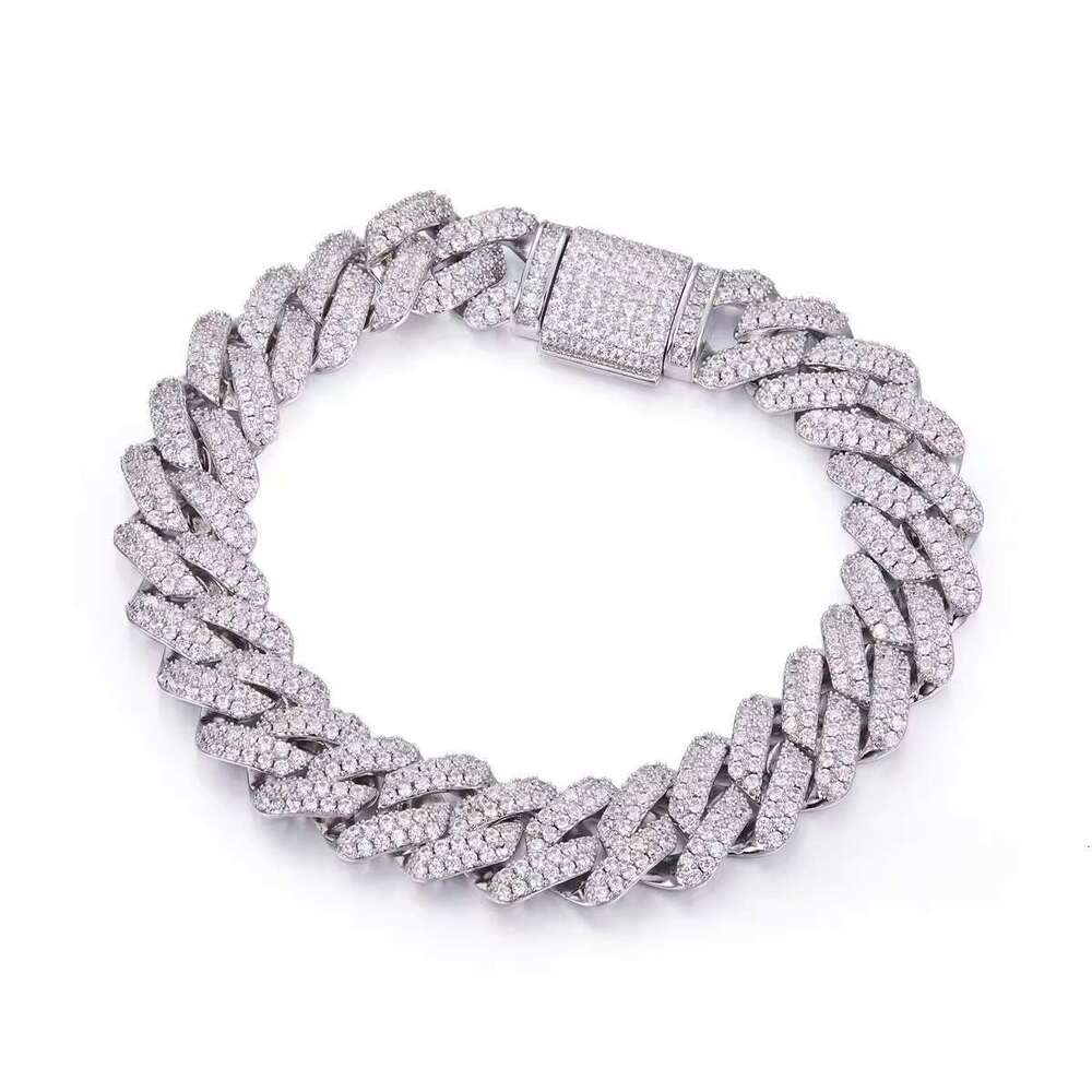 Qianjian Customized 10mm VVS Moissanite Sterg Sier Cuban Chain Unisex Hip Hop Anniversary Bracelet
