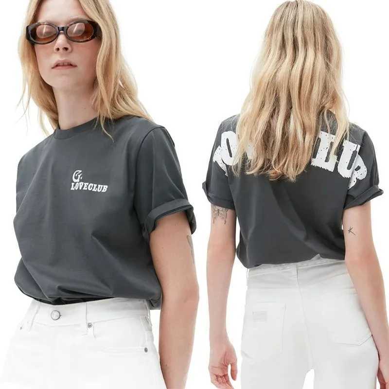 Women's T-Shirt 100% Womens Pure Cotton Simple Printing Comfortable Summer Womens Casual Womens T-shirt Loose T-shirt Y2503071Y36