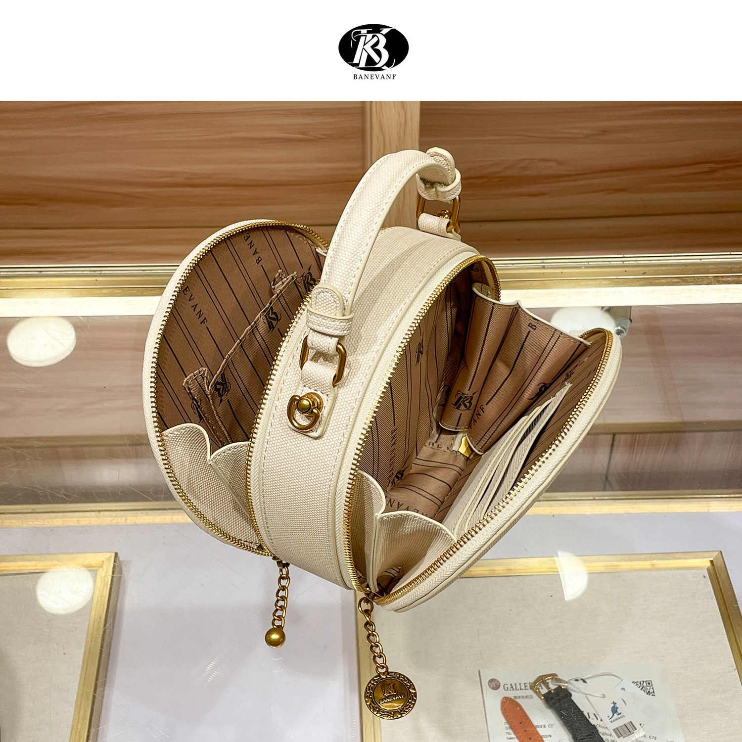 Banevanf/Queen Boni's New Chinese Embroidered Round Cake Light Luxury Fashion Versatile Cross Shoulder Bag 8512# Adjustable Strap