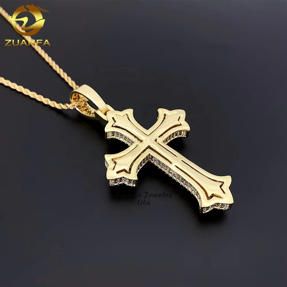 High Quality Hot Sale Hip Hop 925 Sterling Silver Iced Out Charms Moissanite Diamond Cross Pendant for Men