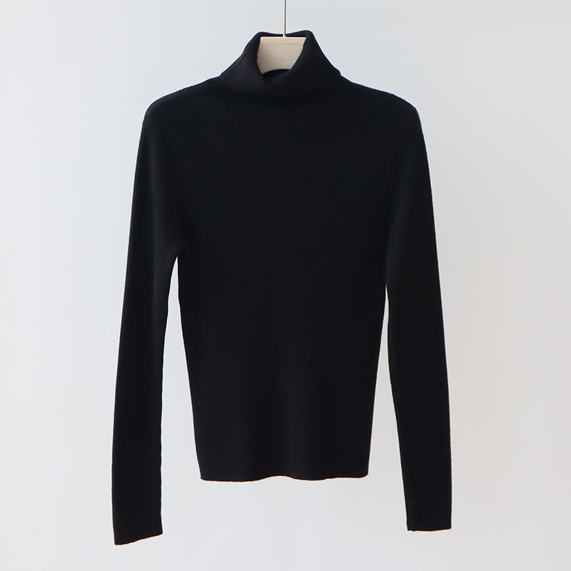 DIB4 Women's Wool Blend Pleated Pullover with Soft Half Turtleneck
