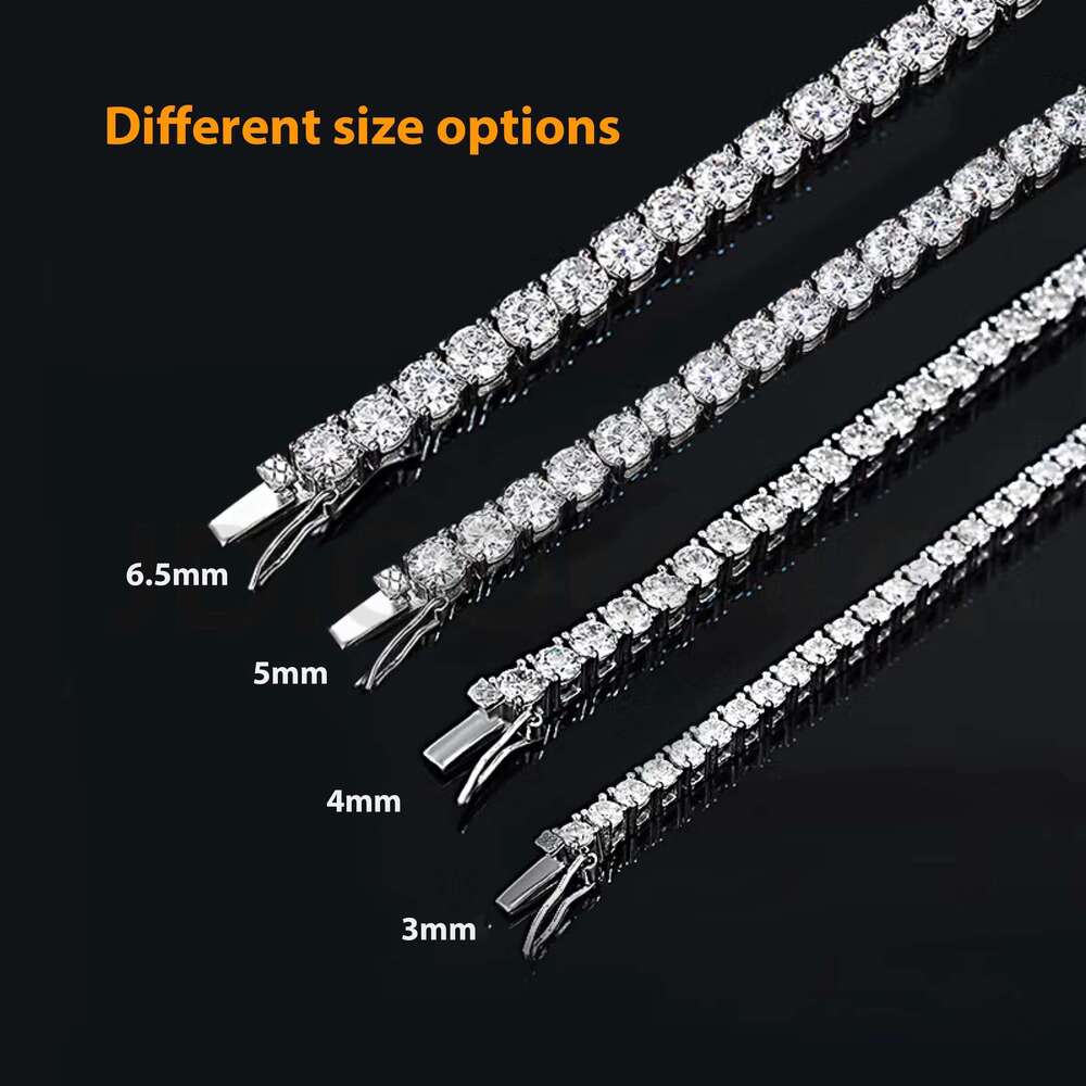 Dia Gold Plated Sier Chain 2mm 3mm 4mm Round Cut High Quality Moissanite Necklace