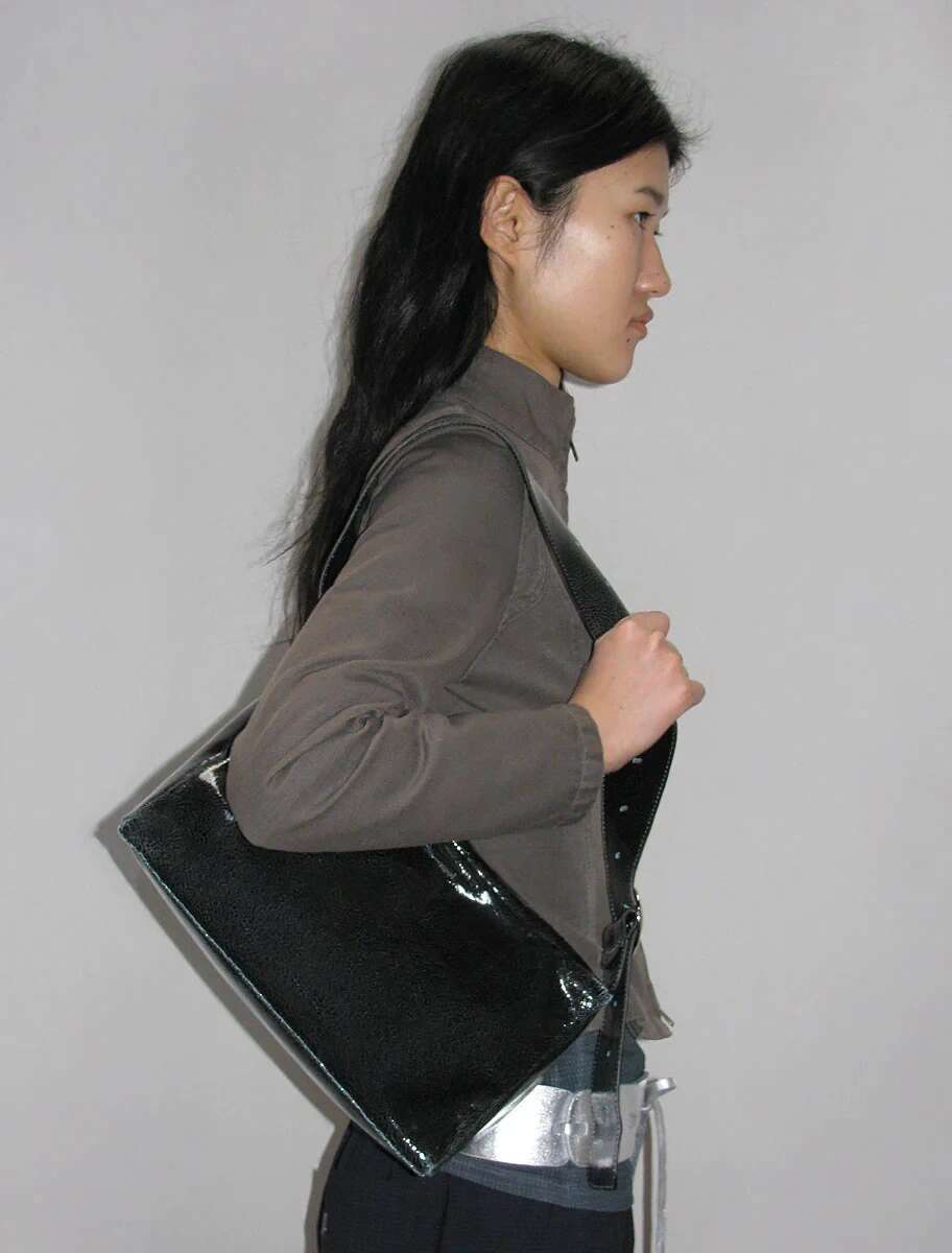 Women's Leather Crossbody Bag - Square Shape, hot Spanish Paloma Style, Teabag Design