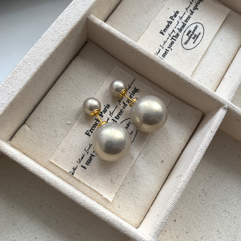 Grey White Double Sided Pearl Earrings for Women Small Unique Earrings and Accessories for a Touch of Elegance
