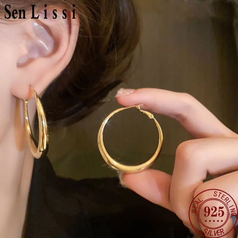 Senlissi - Fashion 18K Gold Hoop Earrings For Women Collection 925 Sterling Silver Cergy Rings And Earr Jewelry S039 250303