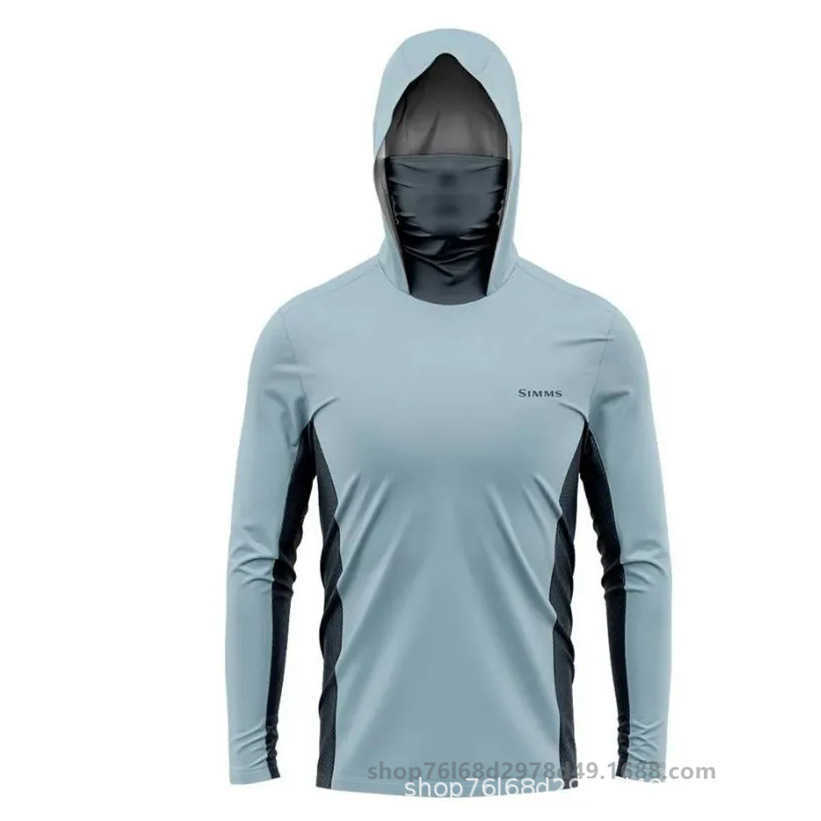 Outdoor Jackets Hoodies Simms Fishing T-shirt Long Sleeve Hoodie Mask Integrated Sunscreen Upf50+with Hat and Face H250307