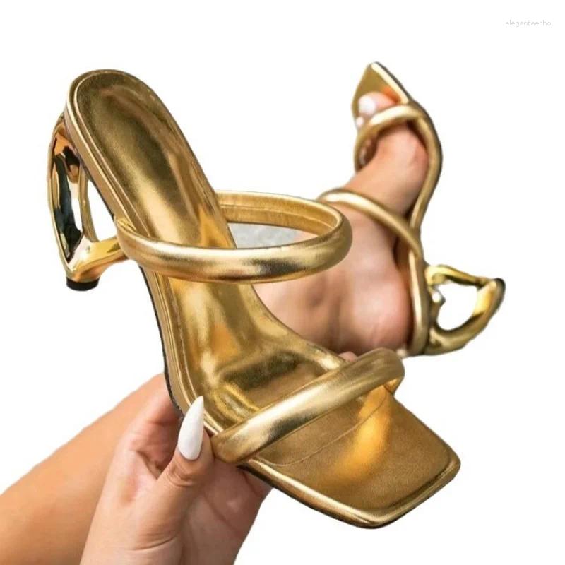 2025 S Fashion Designer Sandals Summer Style Elegant Women S Cm Ultra High Heel Open Toe Slippers Sexy Golden Party Dress Size