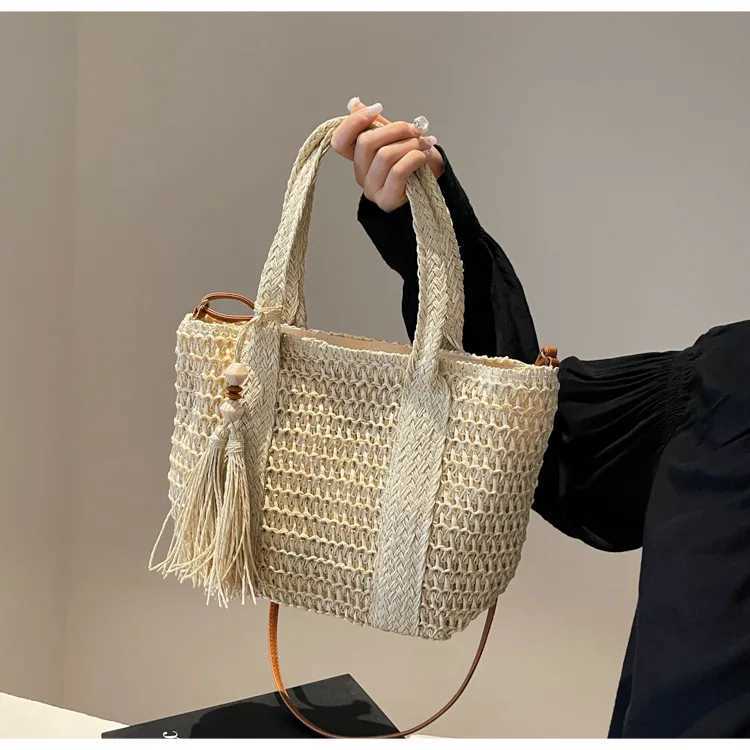 Woven bag Instagram casual shoulder bag large capacity woven vegetable basket single shoulder cross bagXJ250308