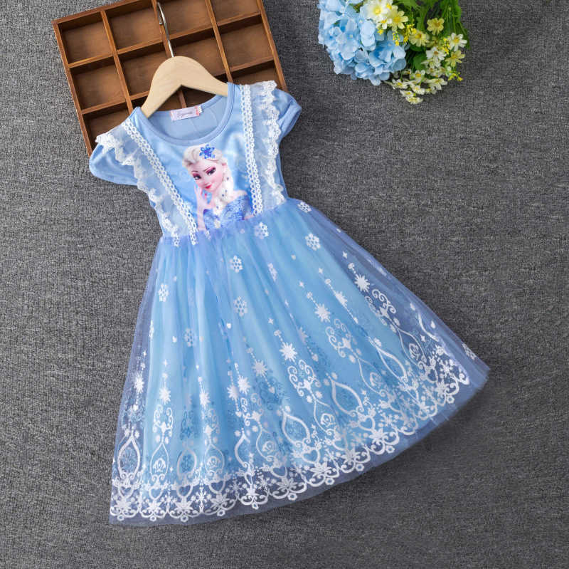 Girl's Dresses Snow and ice legend Aisha princess skirt girls short sleeved dress spring and summer clothes children Aisha fluffy skirt summer ne
