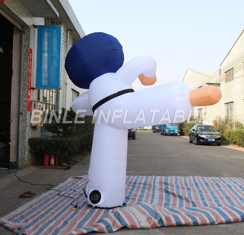 Customized&5m height (16.5ft) with blower Inflatable Karate Cartoon Taekwondo Boy Karates Man with Advertising logo air balloon decoration toys sport