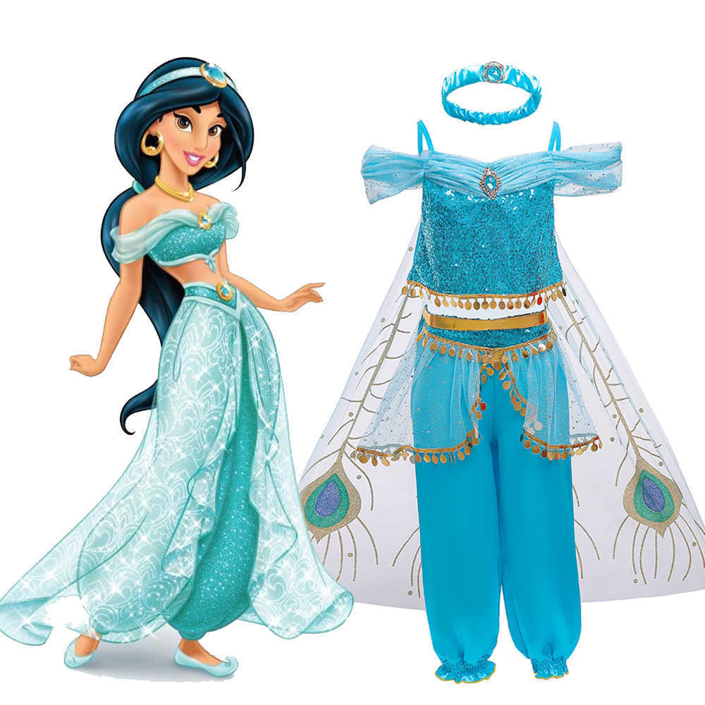 Girl's Dresses Aladdin Lantern Jasmine Princess Dress Halloween Performance Dress Girl Set Childrens Cosplay Anime Y25030736VX