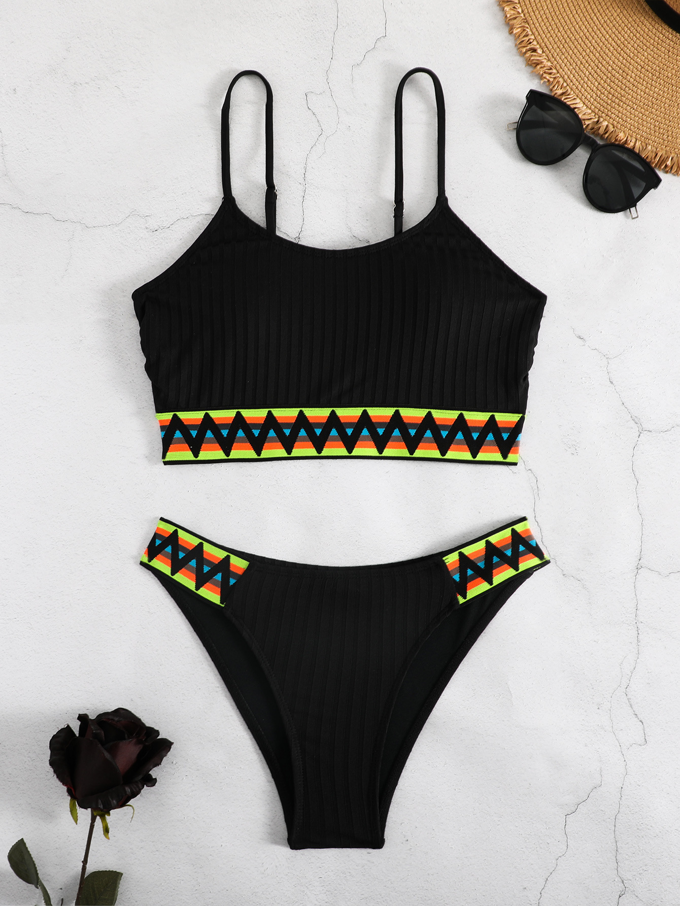 New Bikini Solid Color Gathering Backless Fashion Bikini Split High Waist Swimsuit