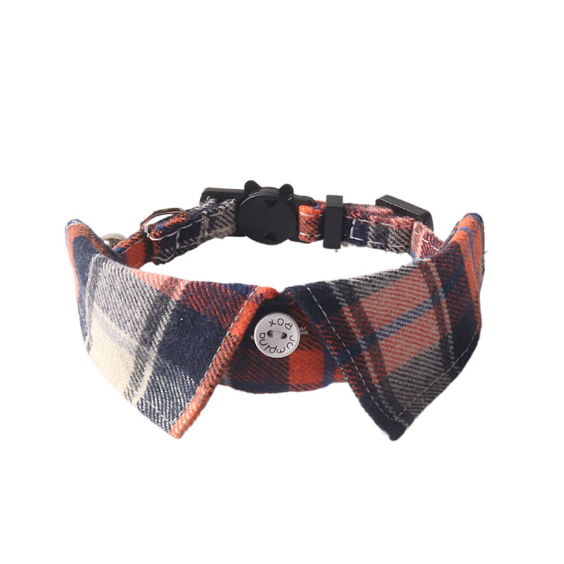 Plaid Pattern Shirt Style Cat Collar, Pet Bow Tie for Dogs Cat Tuxedo Collar, Adjustable Lapel Shirt Tie Collar with Metal Small Bell for Puppy Kitten