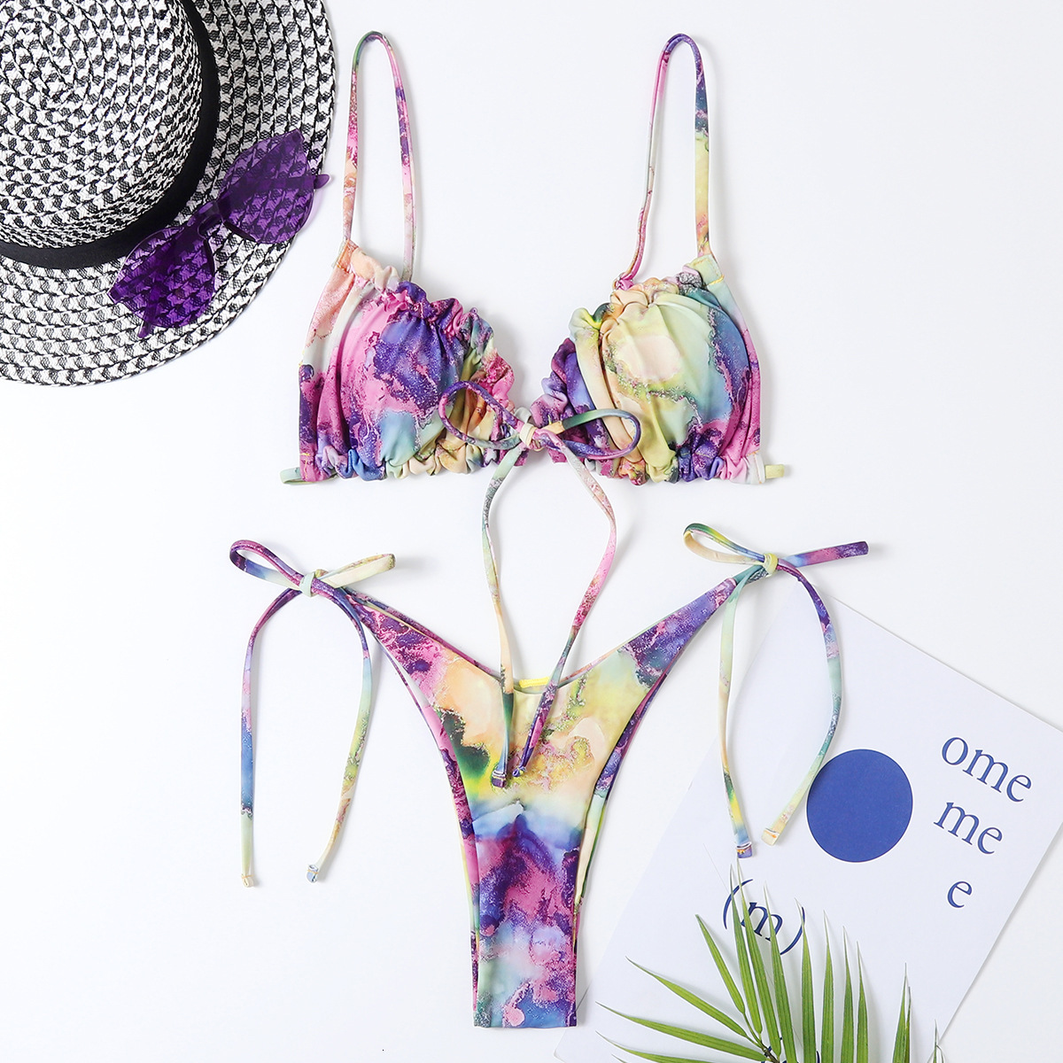 New Bikini Swimsuit Womens Split Pleated Fashion Bikini Swimsuit