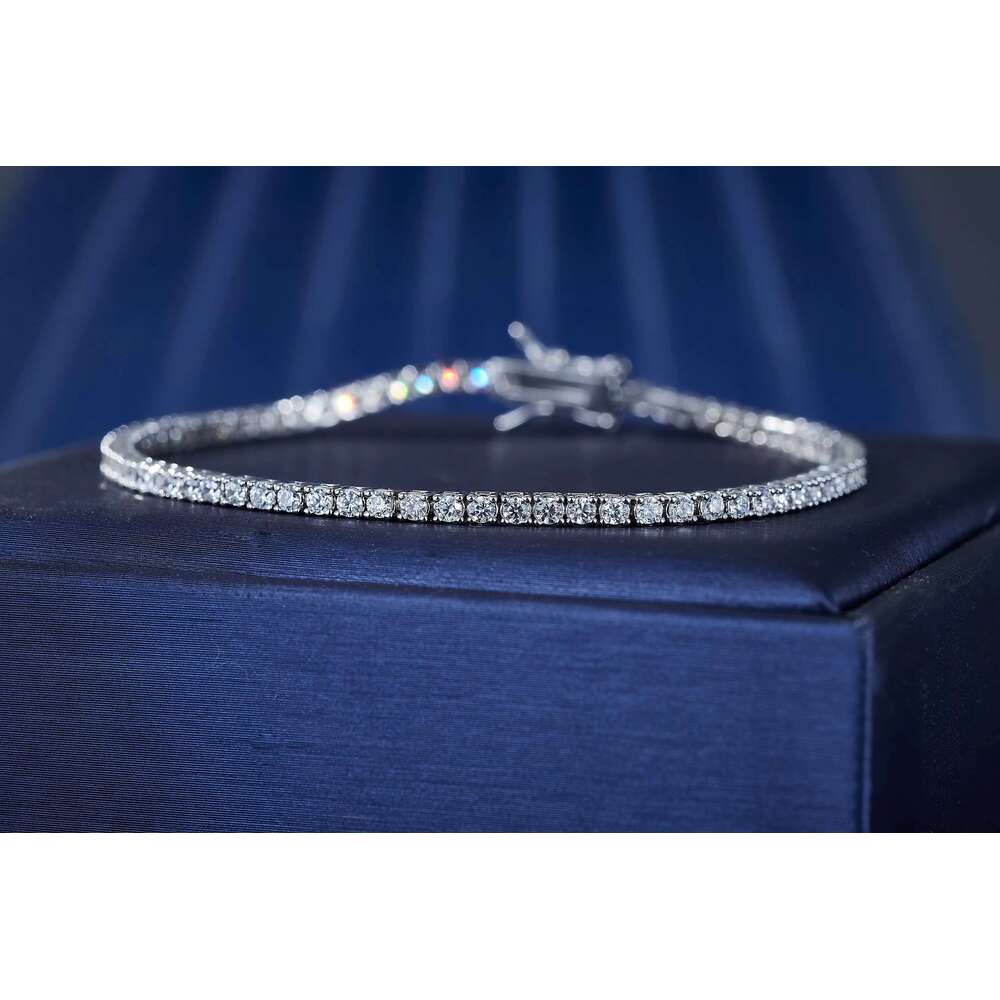 Wholesale 2mm Moissanite Tennis Chain CZ Necklace Unisex Hip Hop Fashion Jewelry Sier Bracelets Bangles Cut Dia