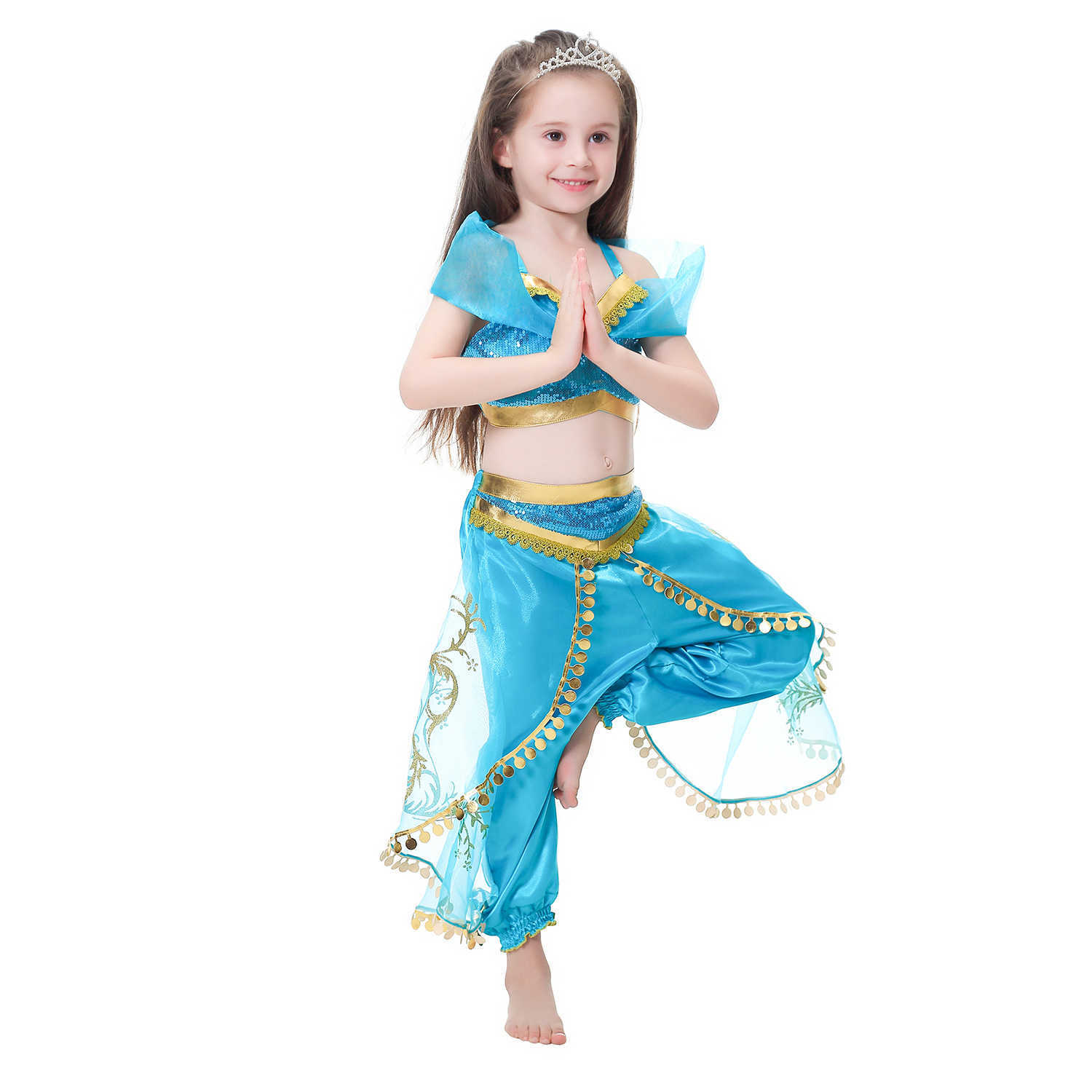 Girl's Dresses 2019 Jasmine princess dress childrens new dress childrens dress girls skirt Y250307P38E