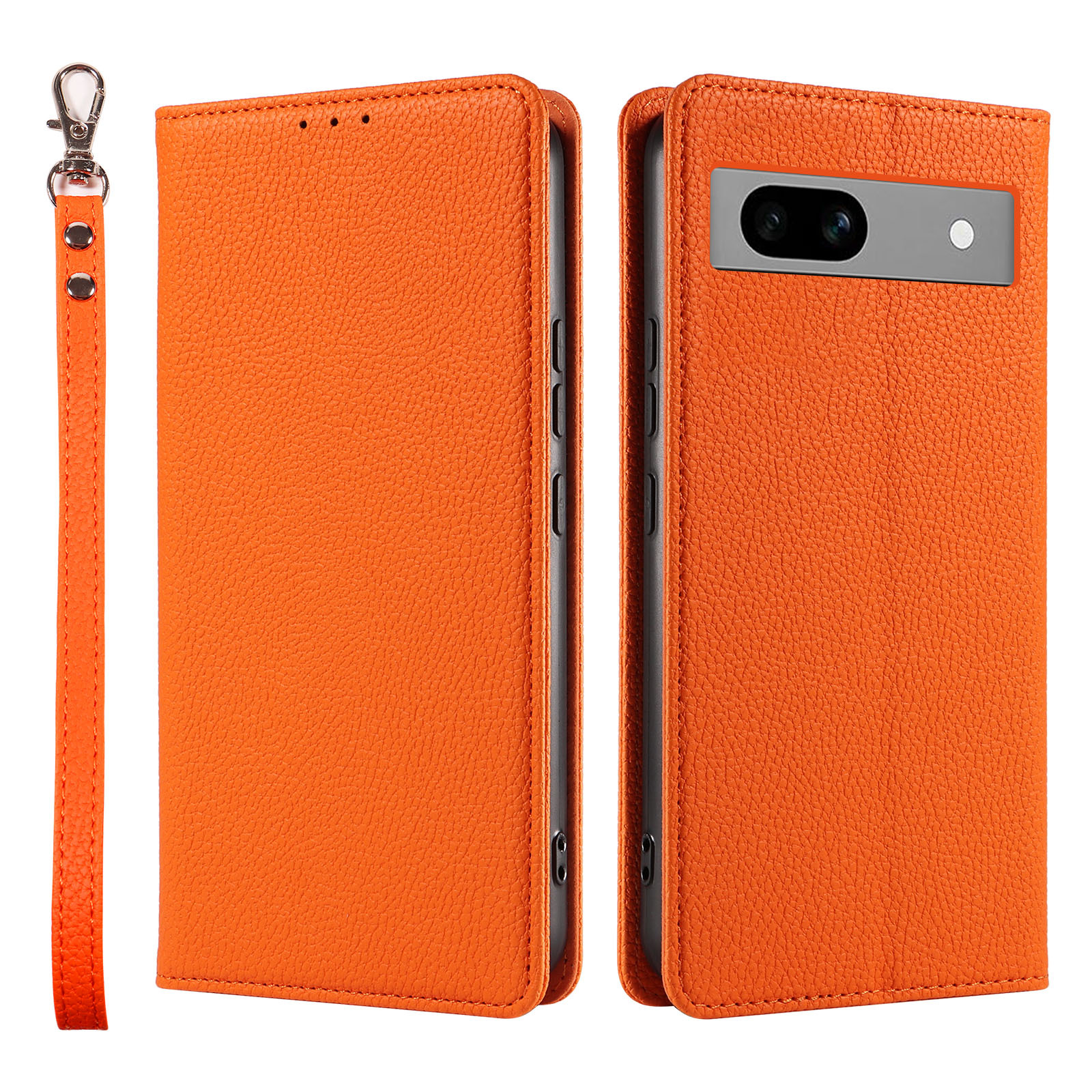 Orange Leather Wallet Case For Google Pixel 9 Pro XL 8 Pro 8A Pixel 7A 6Pro 5 4A 4G 5G Protective Cover Holder Card Slot Flip Cell Phone Cases