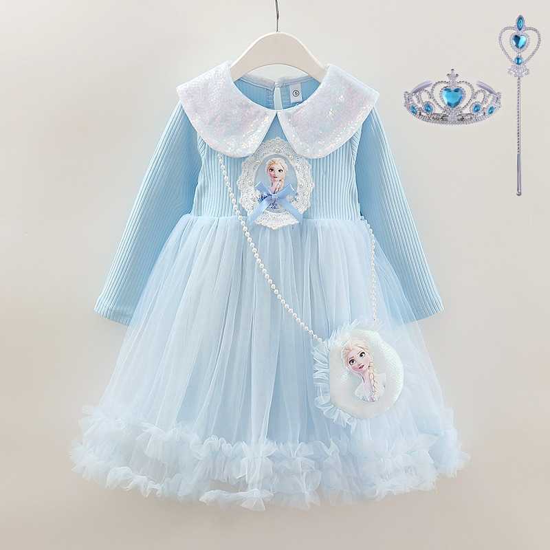 Girl's Dresses Girl Princess Skirt Spring and Autumn 2025 New Long Sleeve Aisha Puff Dress Childrens Western Cake Skirt Y250307P4BD