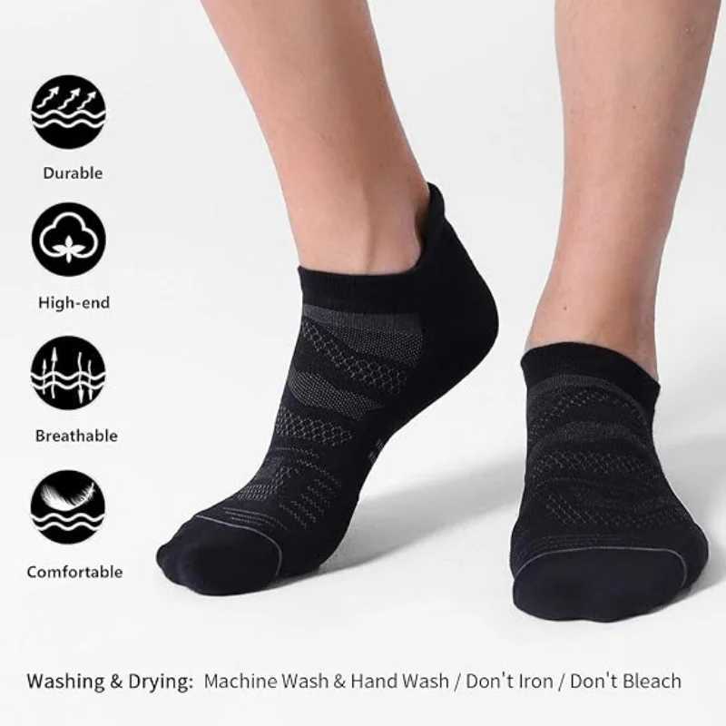 5 Pack Mens Running Ankle Socks with Cushion Low Cut Athletic Sport Tab SocksT250307