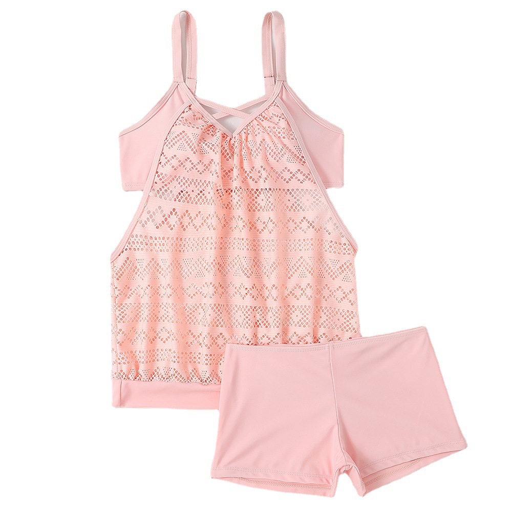 New Swimsuit Lace Plus Size Split Solid Color Boxer Shorts Beach Conservative Bikini