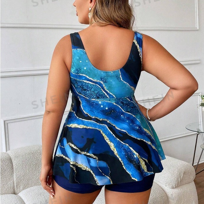 New Plus Size Split Skirt Swimsuit Covers the Belly and Looks Slim High Waisted and Fat Woman Swimsuit