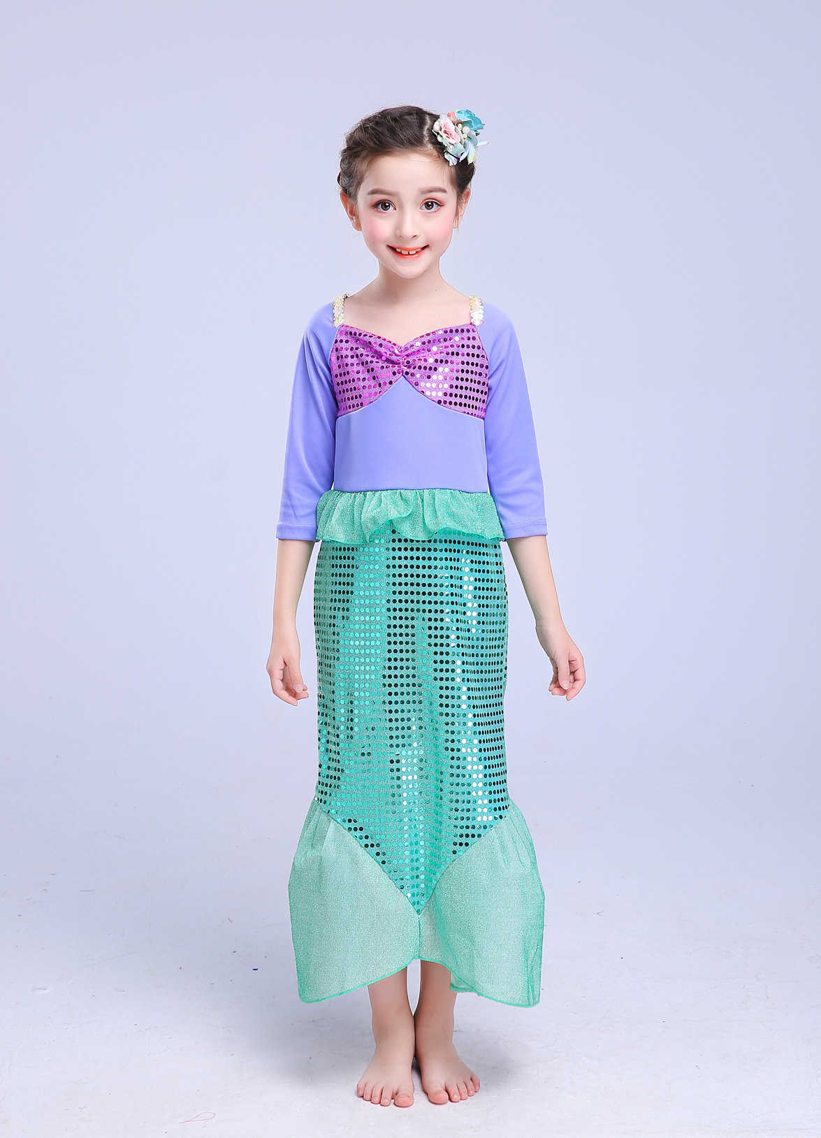 Girl's Dresses Girl mermaid princess skirt girl Sequin skirt long sleeved fishtail skirt Y25030768MC