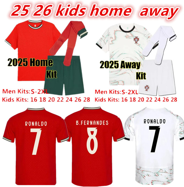 2025 2026 soccer RoNalDo Retro Long Sleeves Portuguese Jerseys JOAO FELIX RUBEN NEVES DI PORTUGIESER Portugal football shirt Team Kids kit