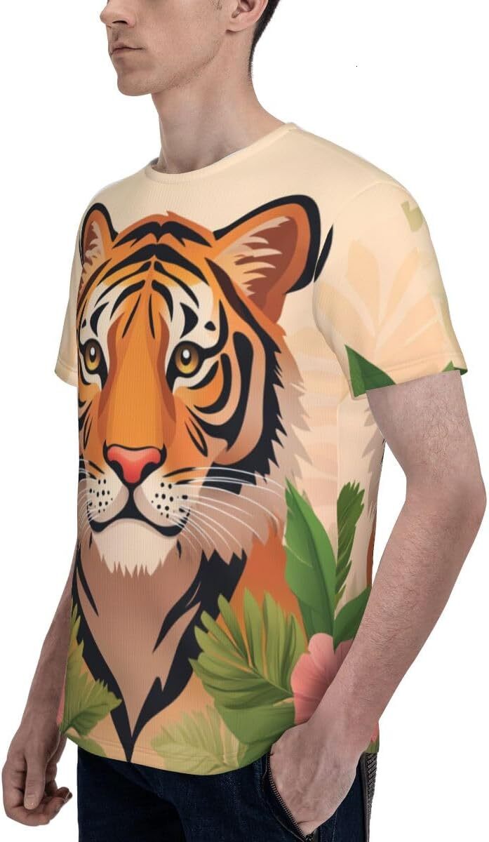 Mens T shirt Unisex Novelty Tiger 3D Pattern Printed T-Shirts Cartoon Animal Tiger Men Summer Casual Round Neck Tee Top tee Casual tops summer clothes