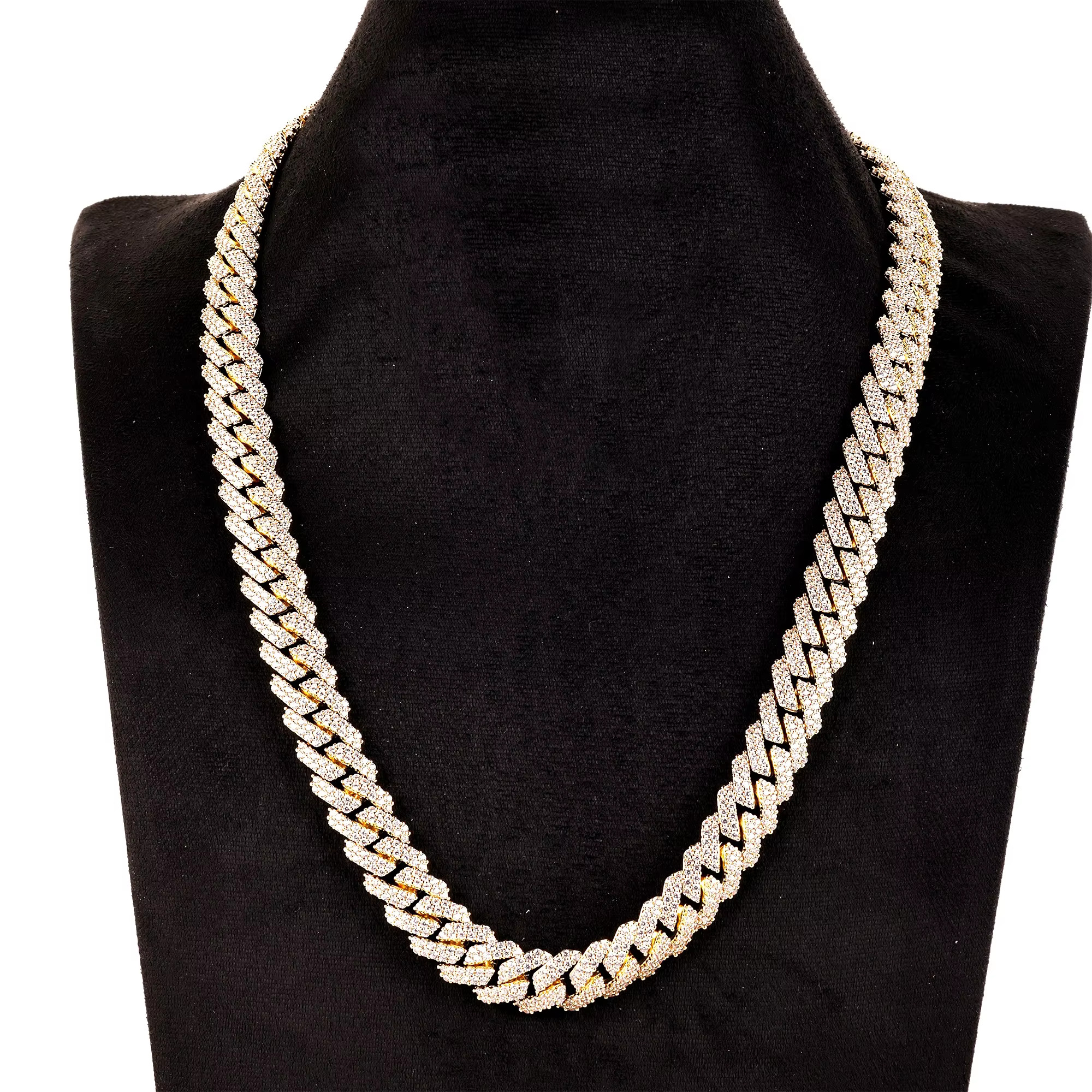 Mens Fashionable Hip Hop Style Moissanite Necklace Miami Cuban Link Iced Jewelry Set