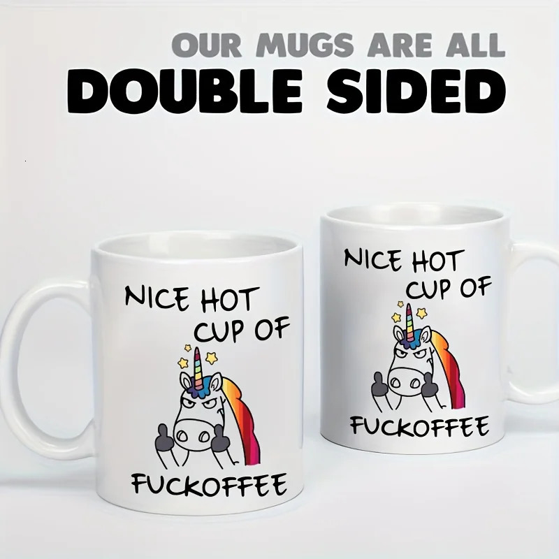 1pc 11oz Angry Unicorn Ceramic Coffee Mug Milk Tea Cup Insulated for or Cold Beverages Portable Office Cup Drinkware Gift 250304