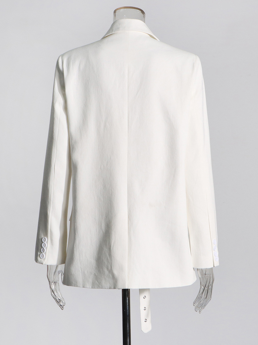 S37Sophisticated White Women's Suit Coat Latest Design for Spring/Autumn Wear