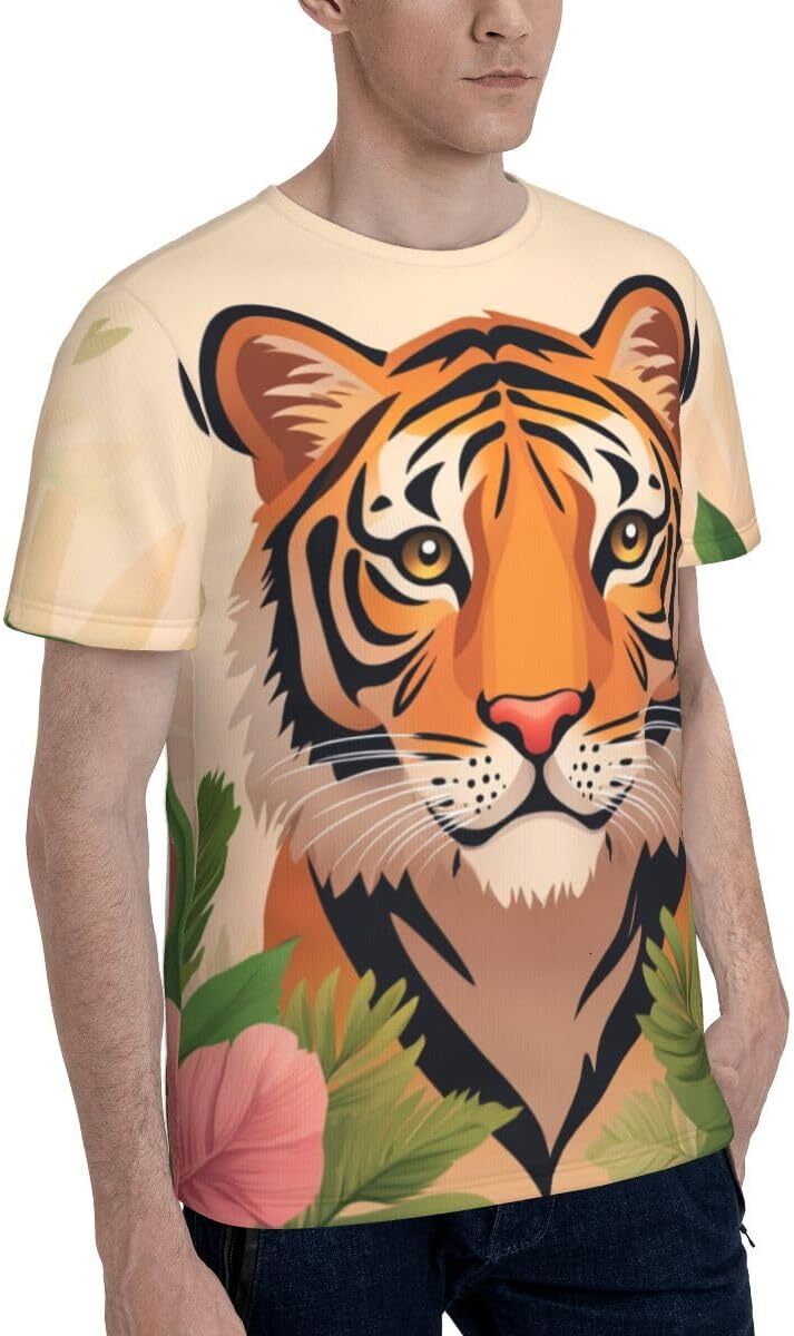 Mens T shirt Unisex Novelty Tiger 3D Pattern Printed T-Shirts Cartoon Animal Tiger Men Summer Casual Round Neck Tee Top tee Casual tops summer clothes