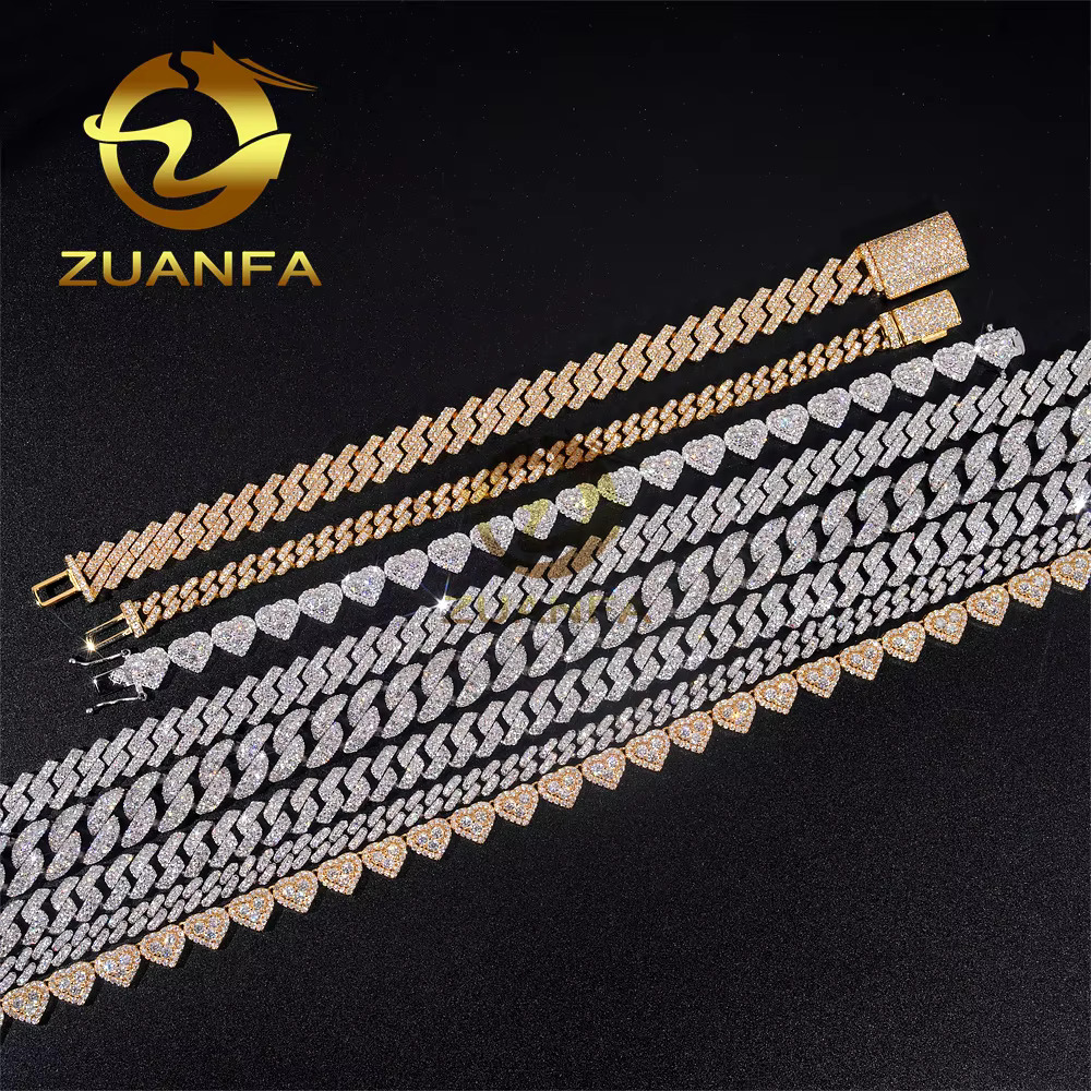 Fine Jewelry Women Micro Paved Bracelets D VVS Lab Dia k Chain Iced Out Sier Moissanite Cuban Bracelet