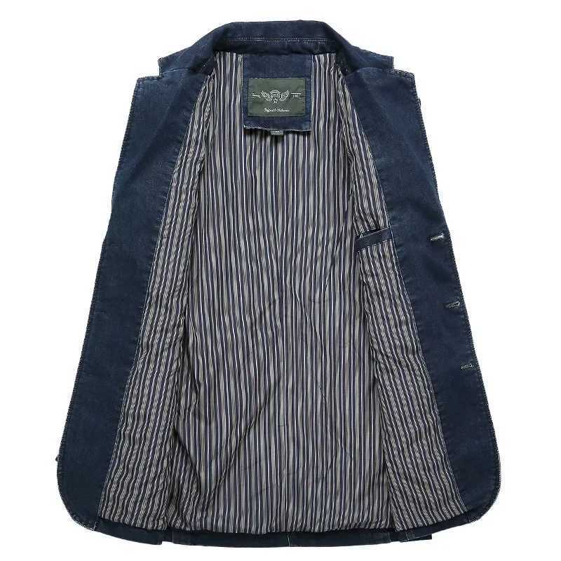 Men's Jackets Autumn Winter Mens Denim Suit Cotton Slim Blazer Jacket Long Sleeve Single Breasted Button Pockets z250308