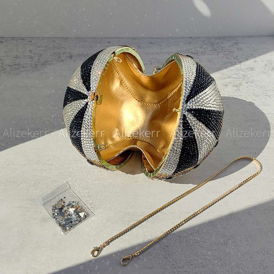Alizekerr Hot Air Balloon Shaped Crystal Evening Bags Women 2025 Designer Gorgeous Rhie Clutch Purses Wedding Party