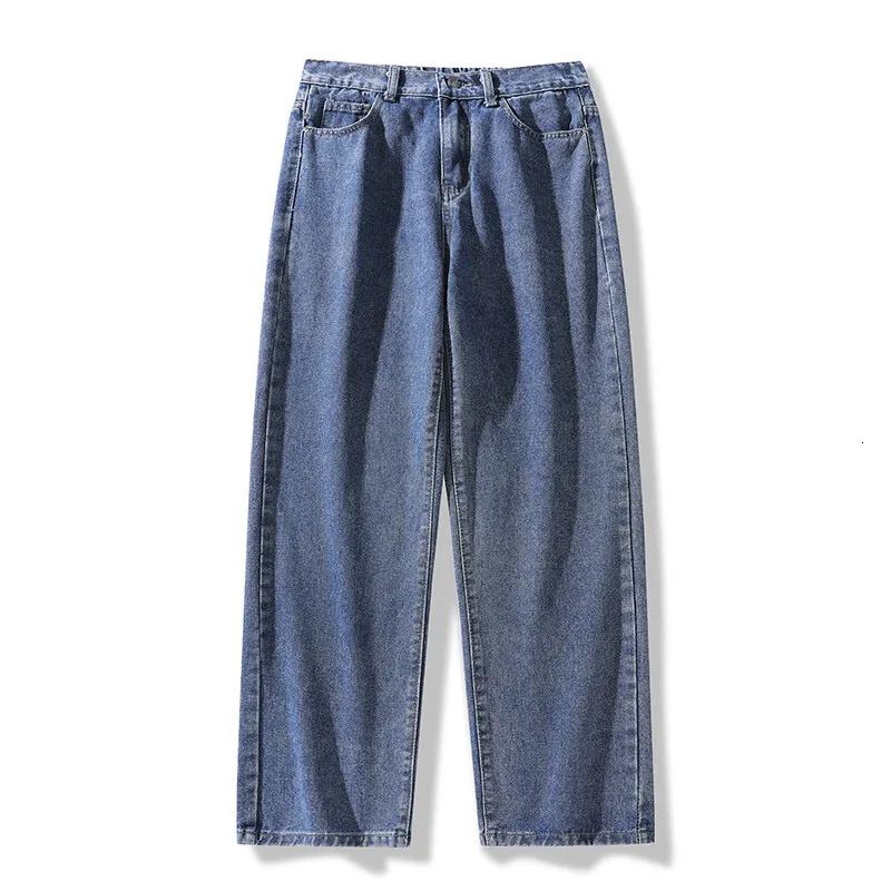 2025 Mens Korean Long Jeans Classic Mens Straight Denim Wide Leg Pants Solid Color Casual Mens 250305