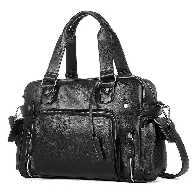 Handbag for Man Shoulder Briefcase Bag PU Leather Tote Laptop Business Boston Duffel Crossbody Side Husband Mens Necessary 250304