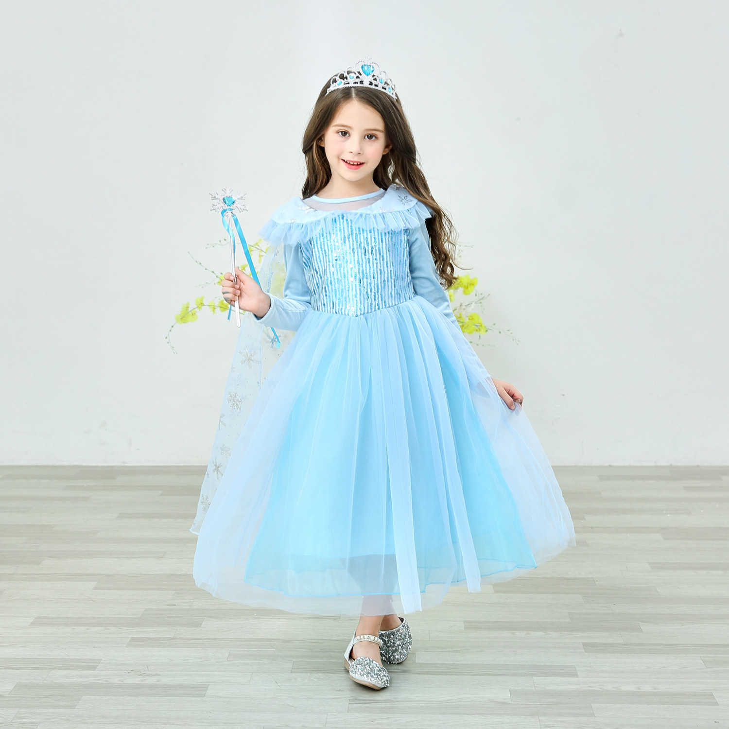 Girl's Dresses Snow Princess Dress Aisha Girl Dress Aisha childrens performance dress long sleeve Y250307A9NP