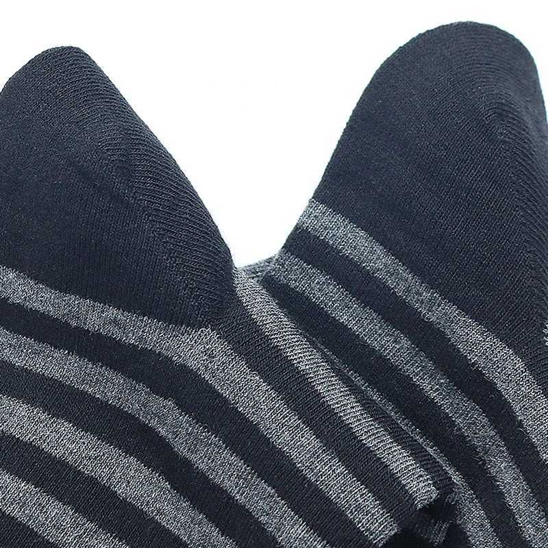 5 Pairs Large Size Fashion Business Men Dress Socks High Quality Stripe Black Gray Pure Men Cotton Socks Size EU41-48T250307