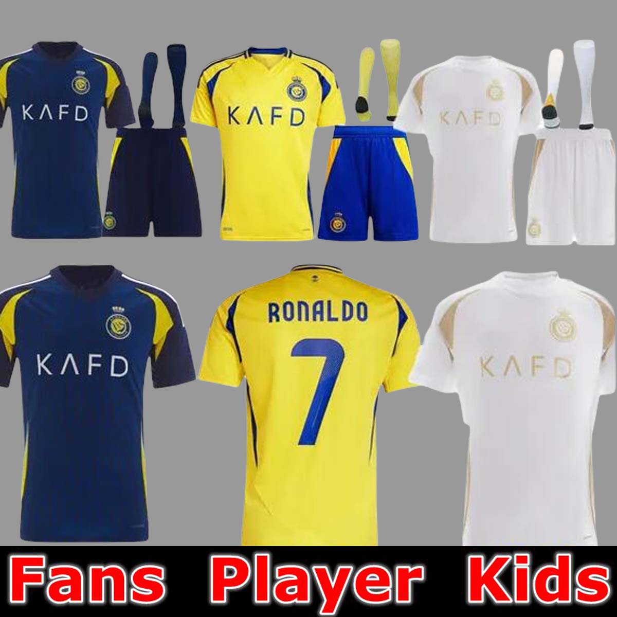 24 25 Al Nassr FC soccer Jerseys Ronaldo 2024 2025 Al Hilal Home away Gonzalo Martinez Talisca FANS player version men kids kit Football shiirt
