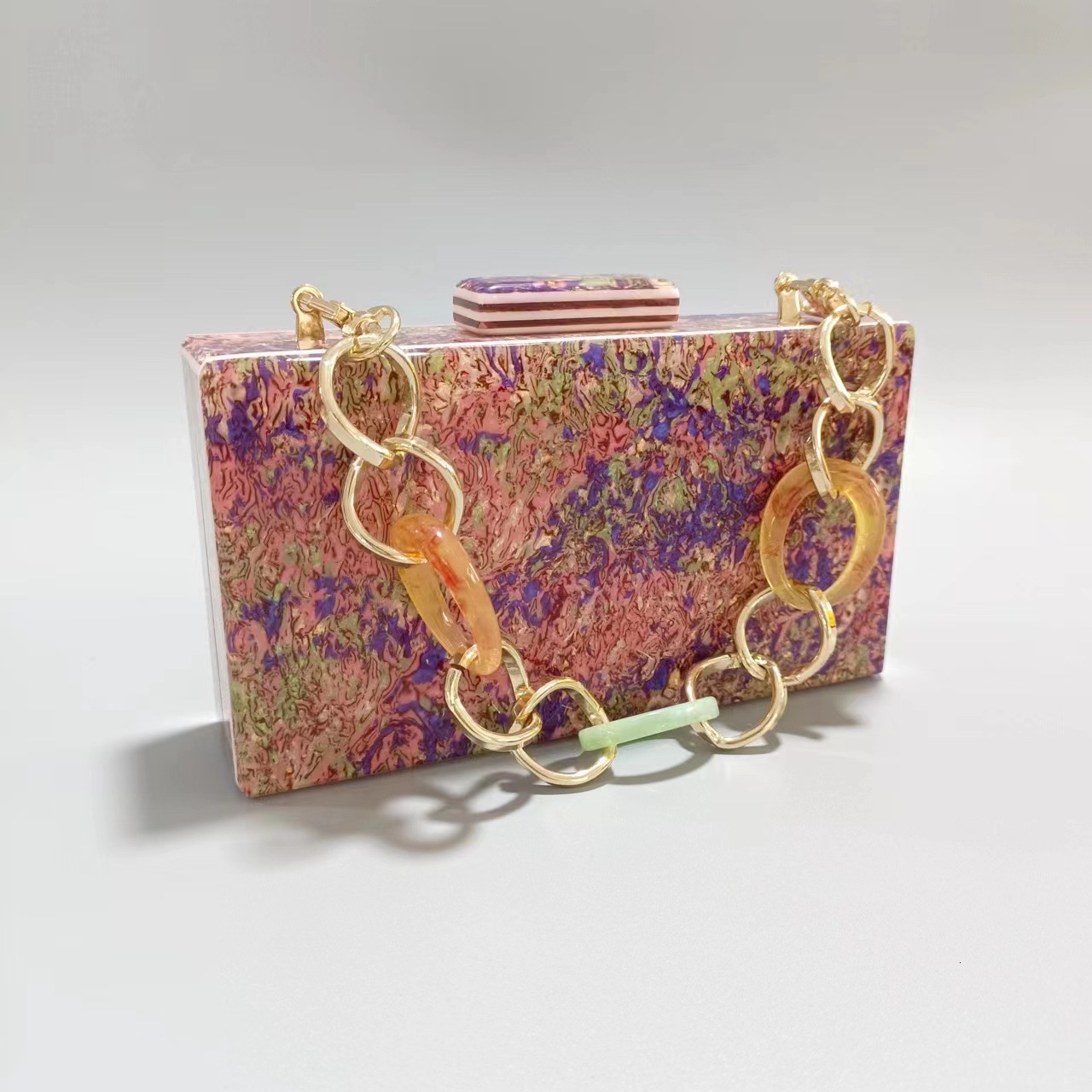 Ladies' New Shell Acrylic Dinner Bag, One Shoulder Diagonal Cross Wedding Banquet Handbag, Chain Bag Holiday Party Acrylic Clutch