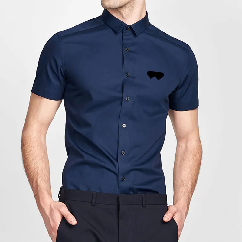 Men's Dress Shirts Business slim fit, versatile, all season four sided elastic non ironing men's Short sleeved summer shirt, silky an