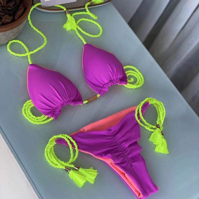 Handmade Rope Bikini New Fashion Womens Swimsuit Multi-color Bikini Split Swimsuit