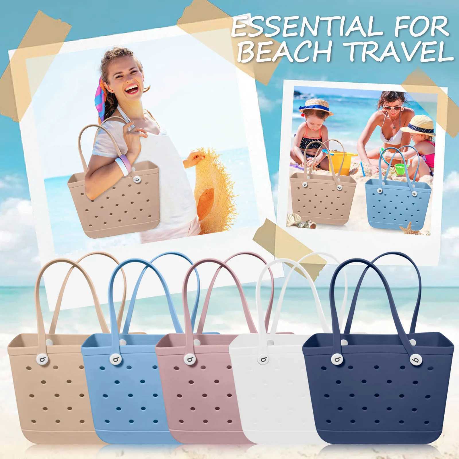 Hot rubber beach bag waterproof beach bag outdoor womens picnic tote bag hole washable tote bag for beach sports market W250415