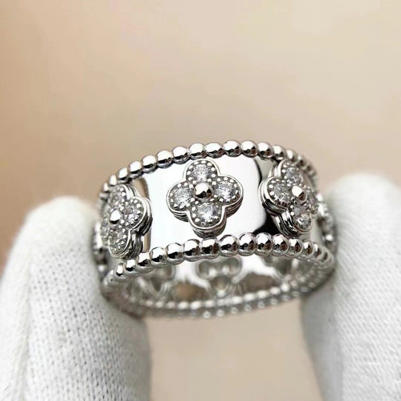 Famous designers clover wide and narrow version kaleidoscope ring womens 18k gold plated rose gold high-end couple ring