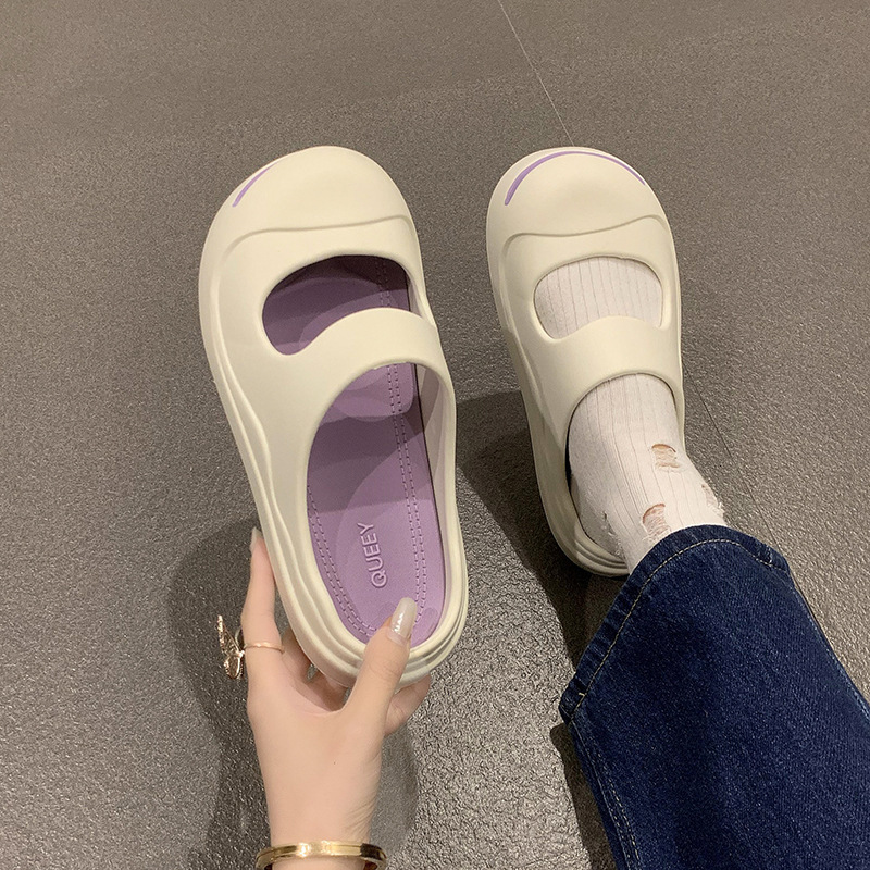 2025 Summer New Women s Open Mouth Laughing Baotou Half Slippers Fashion Designer Slippers Popular Thick Bottom Dripping Sandals Outdoor Beach Shoes