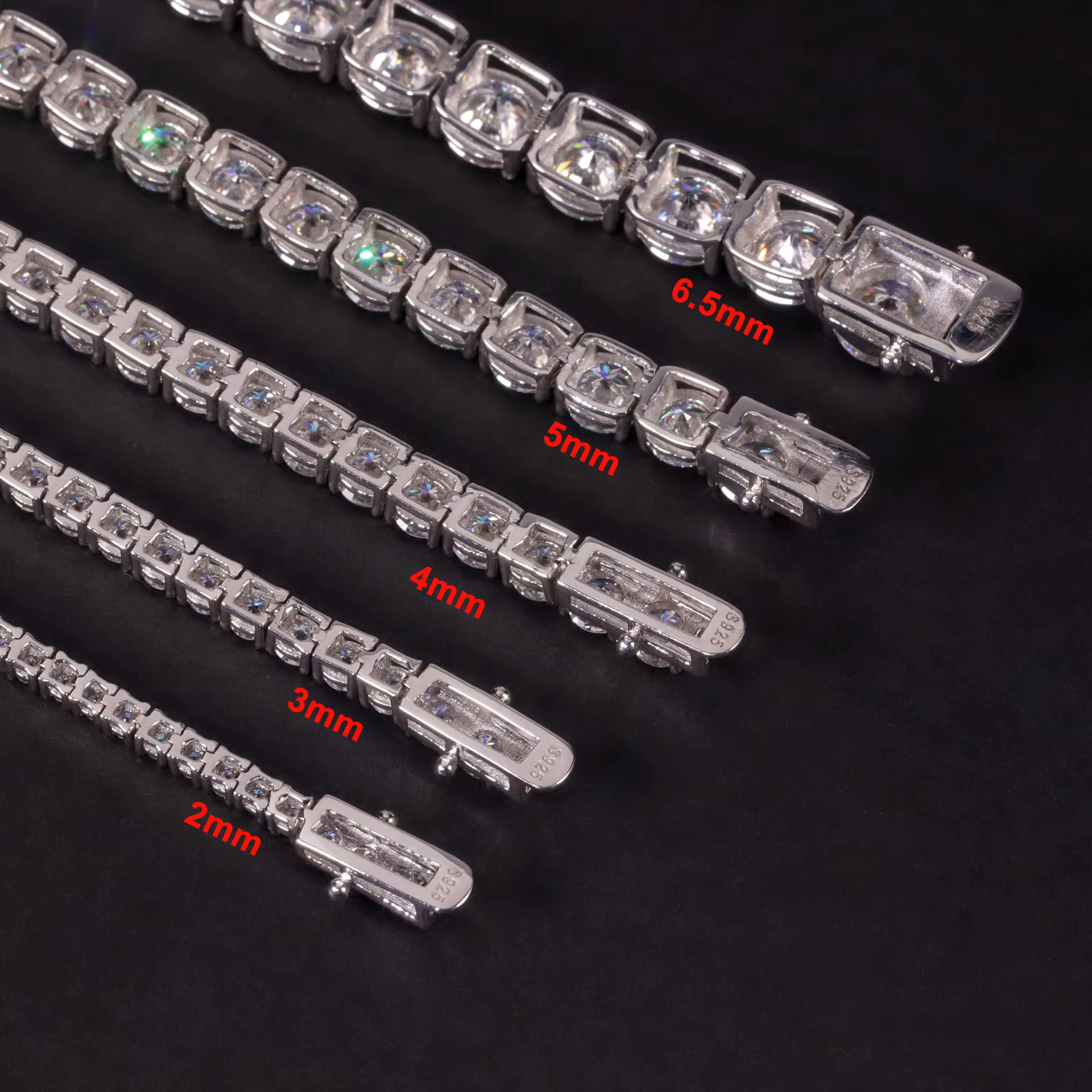 Hip Hop Necklace 2mm 3mm 4mm 5mm 6.5mm Iced Out 925 Silver Vvs Moissanite Tennis Chain