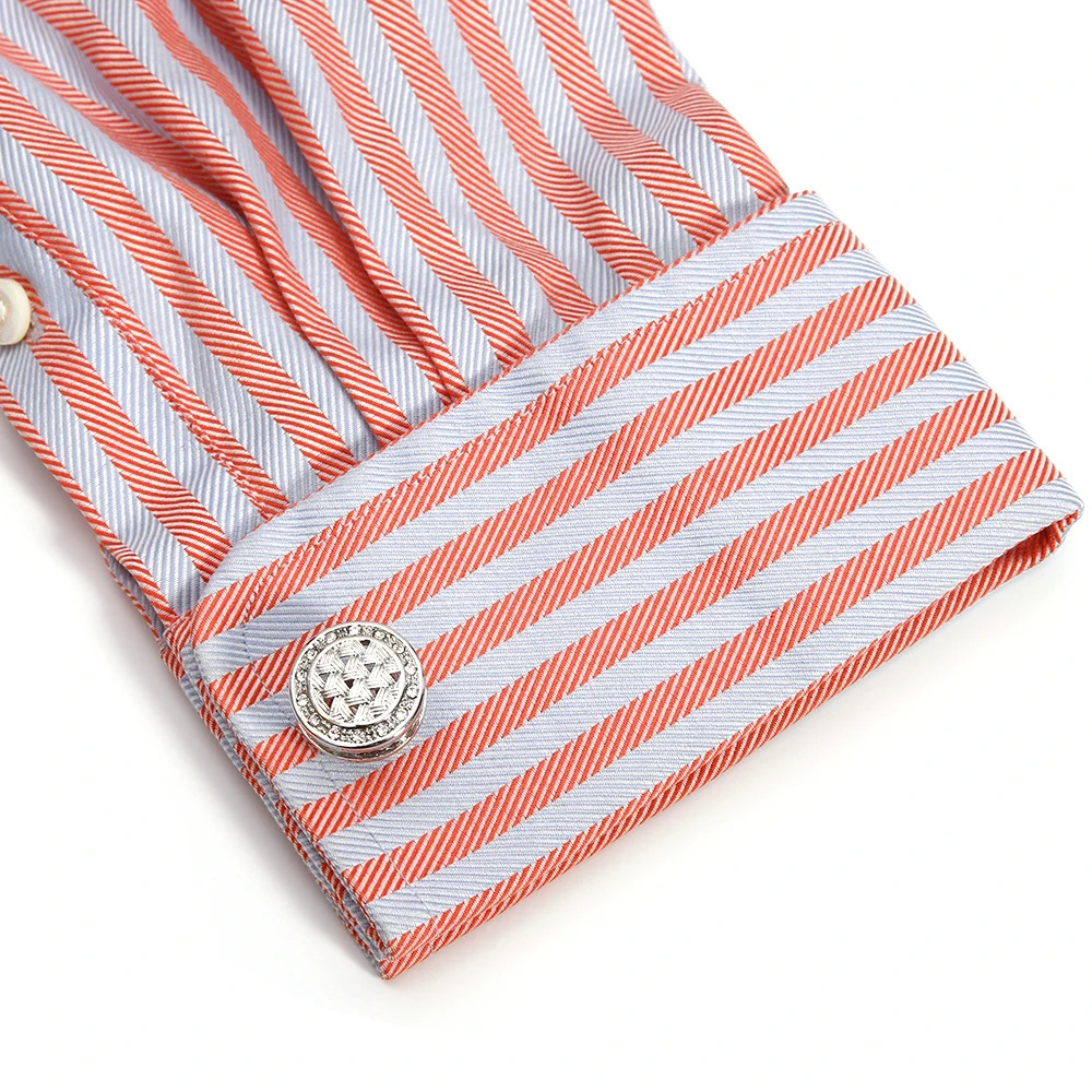 Mens Cufflinks Silver Color TOMYE XK22S034 French Shirt Round White Crystal Cuff Links Business Button Wedding Jewelry 250227